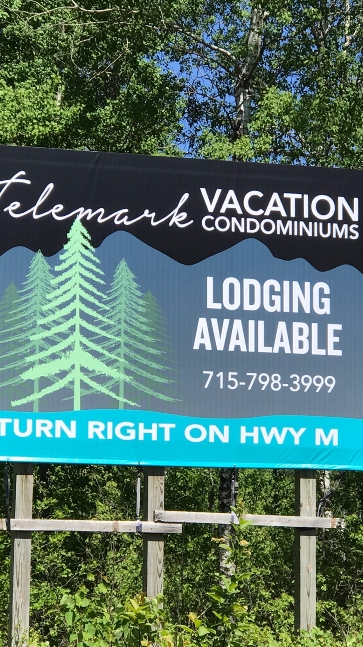 Telemark Vacation Condominiums billboard near Cable Wisconsin